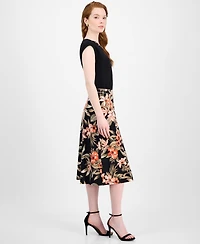 Kasper Women's Floral-Print Pull-On Midi Skirt