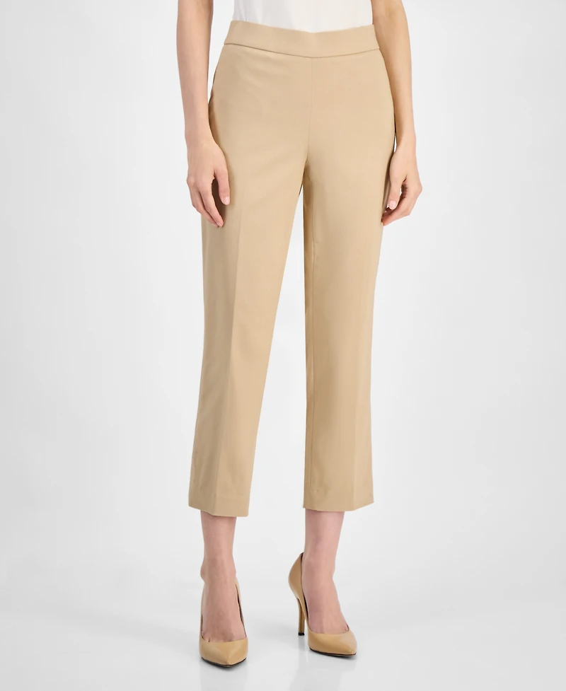 Kasper Women's Stretch Twill Pull-On Cropped Pants, Regular & Petite Sizes