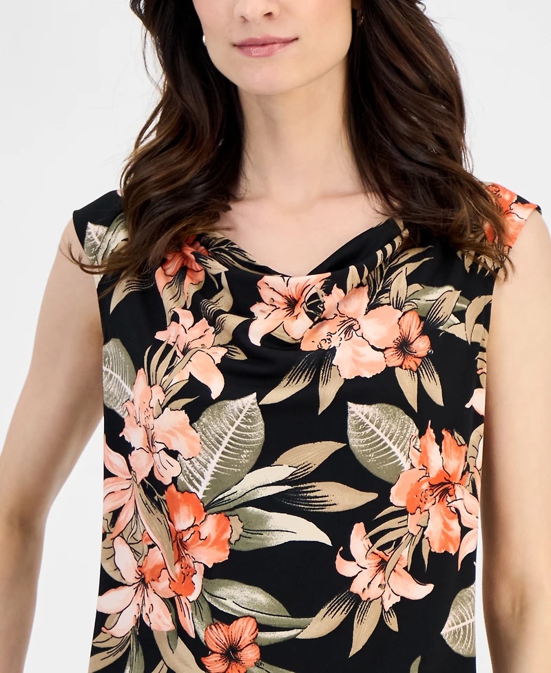Kasper Women's Floral Raglan Cap-Sleeve V-Neck Blouse