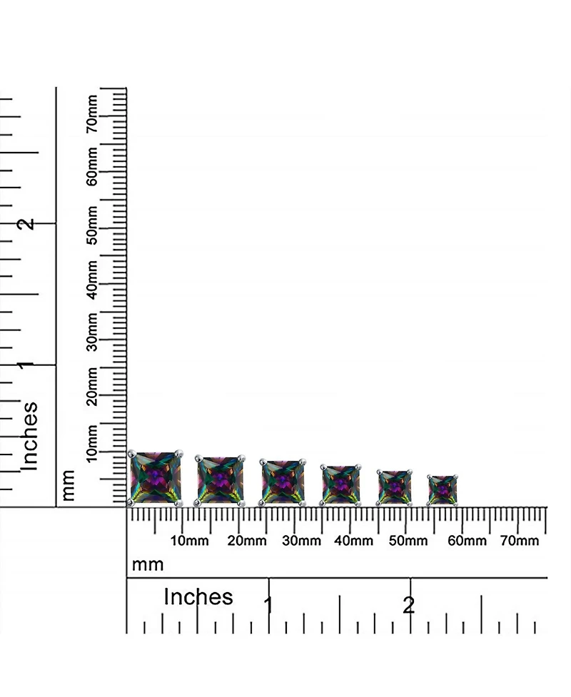 Bling Jewelry Square Black Mystic Rainbow Cubic Zirconia Cz Stud Earrings Sterling Silver