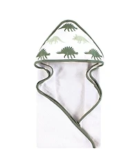 Hudson Baby Infant Boy Cotton Animal Face Hooded Towel, Neutral Dino World, One Size