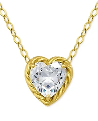 Giani Bernini Cubic Zirconia Heart Pendant Necklace, 16" + 2" extender, Exclusively at Macy's