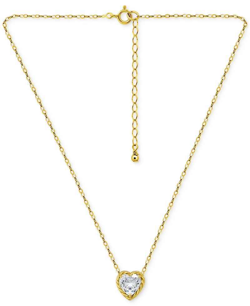 Giani Bernini Cubic Zirconia Heart Pendant Necklace, 16" + 2" extender, Exclusively at Macy's