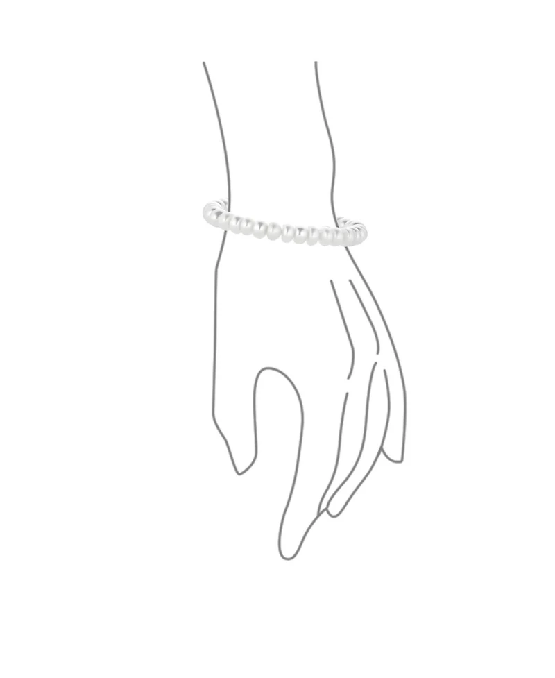 Bling Jewelry Traditional 5MM White Freshwater Pearl Strand Bracelet 18K Gold 6.5-8.5"