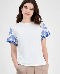 T Tahari Women's Printed Short-Sleeve Top