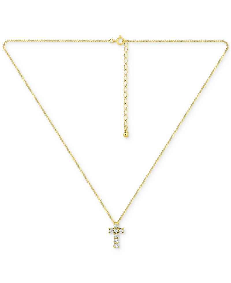 Giani Bernini Cubic Zirconia Cross Pendant Necklace, 16" + 2" extender, Exclusively at Macy's