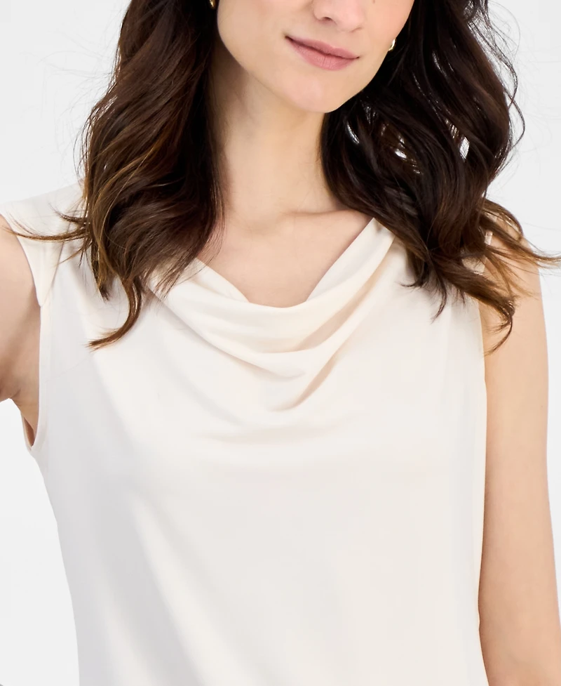 Kasper Women's Cap-Sleeve Cowlneck Blouse