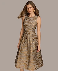 Donna Karan New York Women's Jewel-Neck Metallic Dress