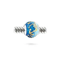 Bling Jewelry Tropical Ocean Blue Waves Anchor Charm Bead Gold Plated Silver Bracelet