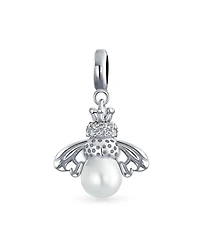 Bling Jewelry Garden Insect Pearl Queen Bee Dangle Charm Bead Mom Sterling Silver Bracelet