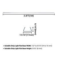 DELight 3.3" Plastic U Channel System 20PCS Del-M011M for 9/16"W Warm White Rope Light Models Del-D50W,Del-D100W,Del-D150W