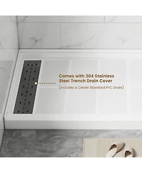 Casainc 60"W X 36"D Smc Single Threshold Shower Base Anti-Slip Shower Pan
