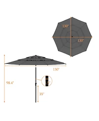 11 ft. Outdoor Patio Market Beach Umbrella with 3-Tier Vented Canopy, With 8 Heavy-Duty Ribs & Crank Tilt in Blue