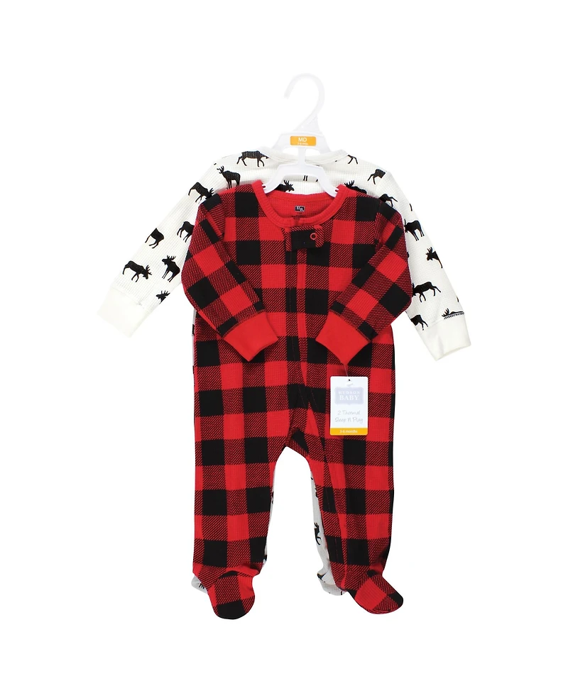 Hudson Baby Baby Boys Hudson Cozy Thermal Zippered One-Piece Outfits 2-Pack