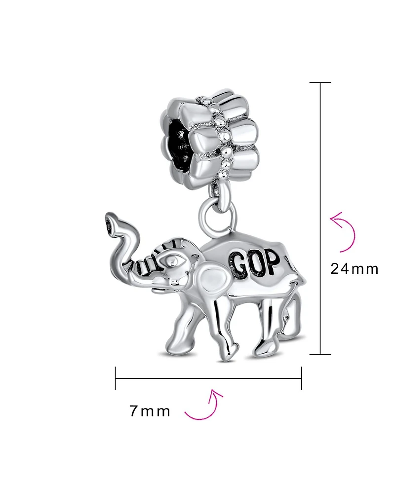 Bling Jewelry Republican Elephant Dangle Charm Bead Sterling Silver European Bracelet