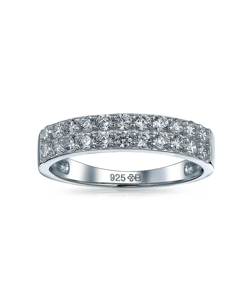 Bling Jewelry Micro Pave Cubic Zirconia Cz Stackable Band Ring .925 Sterling Silver 3MM