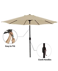 9ft Outdoor Patio Market Umbrella with Push Button Tilt and Crank in Blue
