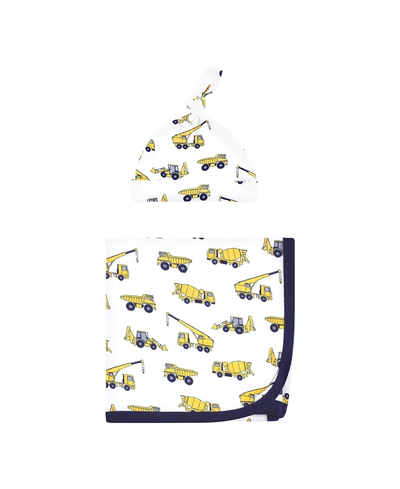 Hudson Baby Boys Gown, Swaddle Blanket and Cap or Headband