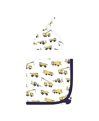 Hudson Baby Boys Gown, Swaddle Blanket and Cap or Headband