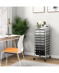 10 Drawer Rolling Storage Cart Organizer with 4 Universal Casters-Gradient