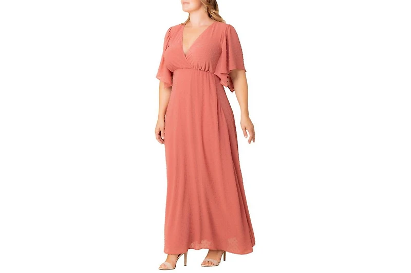 Kiyonna Plus Carmella Flutter Sleeve Gown