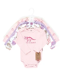 Touched by Nature Baby Girls Soft Natural Cotton Long-Sleeve One-Piece Essentials