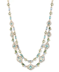 Marchesa Gold-Tone Mixed Stone Layered Statement Necklace, 16" + 3" extender