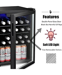 Zafro 24 Bottle Wine Cooler/Cabinet Beverage Refrigerator Small Mini Wine Cellar Beer Soda Clear Glass Door Bar Fridge Quiet Operation Compressor Adju