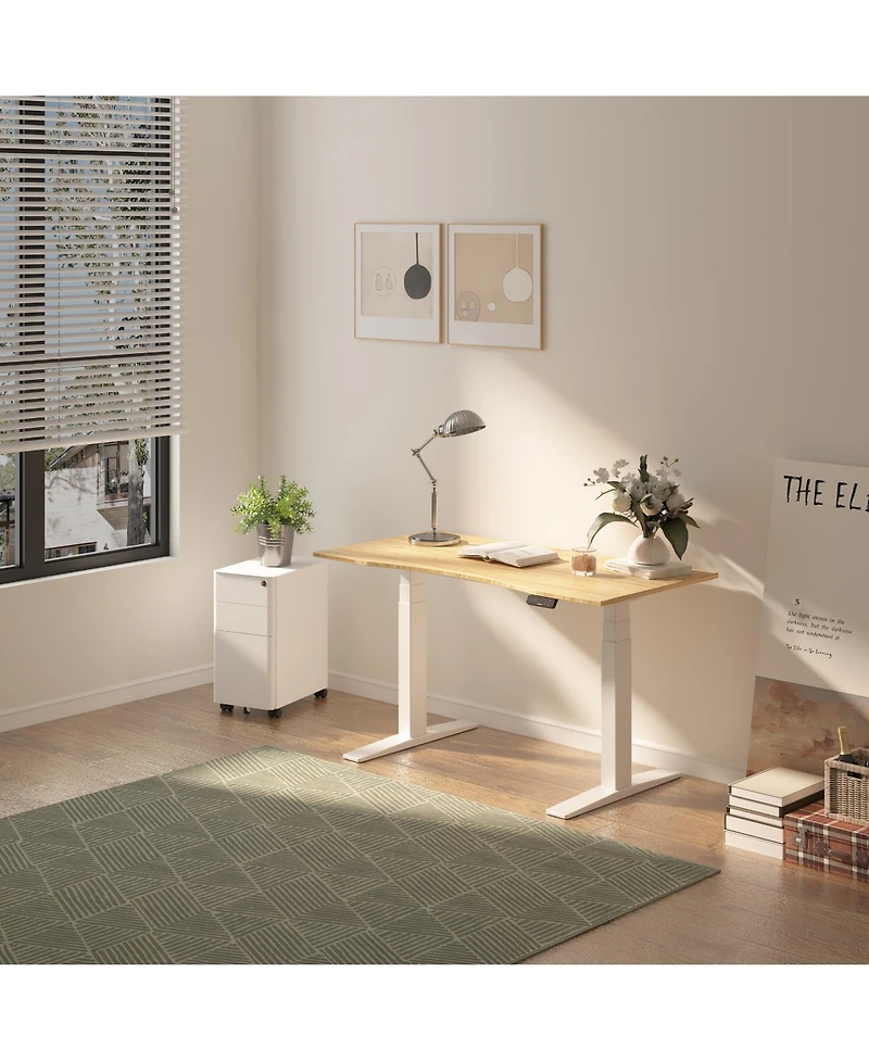 Flexispot E7-commercial W Electric Adjustable Standing Desk, Curved Bamboo Top