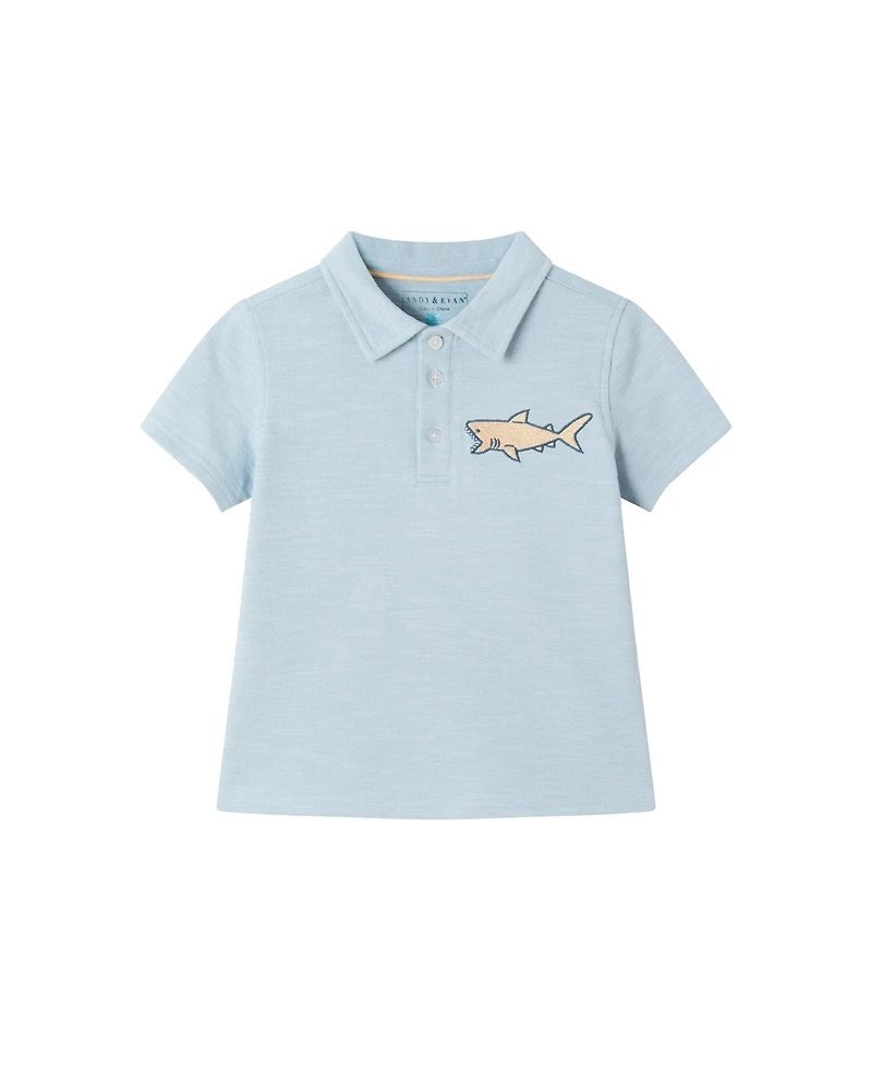 Andy & Evan Toddler Boys Toddler/Child Lt Blue Textured Polo and Shorts Set