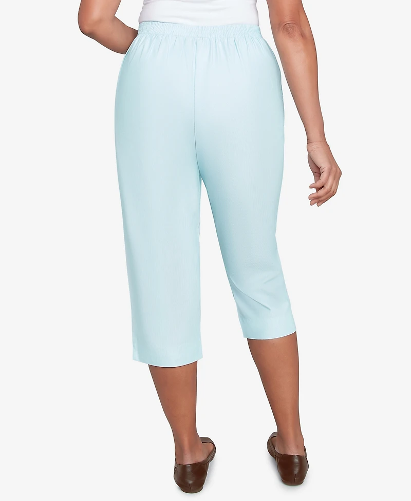 Alfred Dunner Women's St. Thomas Heat Set Embroidered Capri Pants