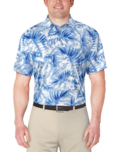 Pga Tour Men's Tropical Leaf-Print Polo Shirt