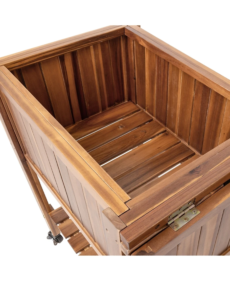 Seville Classics Acacia Wood Raised Garden Bed Planter Cart
