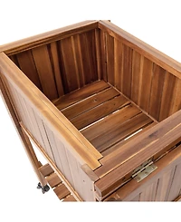 Seville Classics Acacia Wood Raised Garden Bed Planter Cart