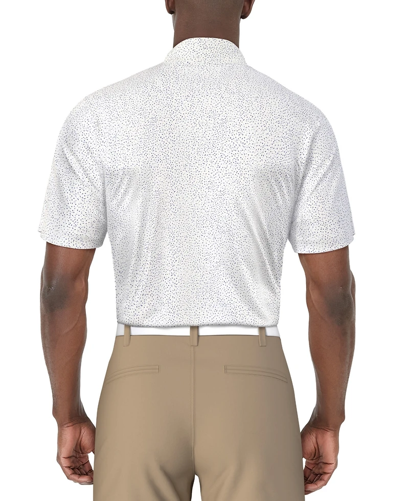 Pga Tour Men's Short Sleeve Confetti Print Golf Polo Shirt