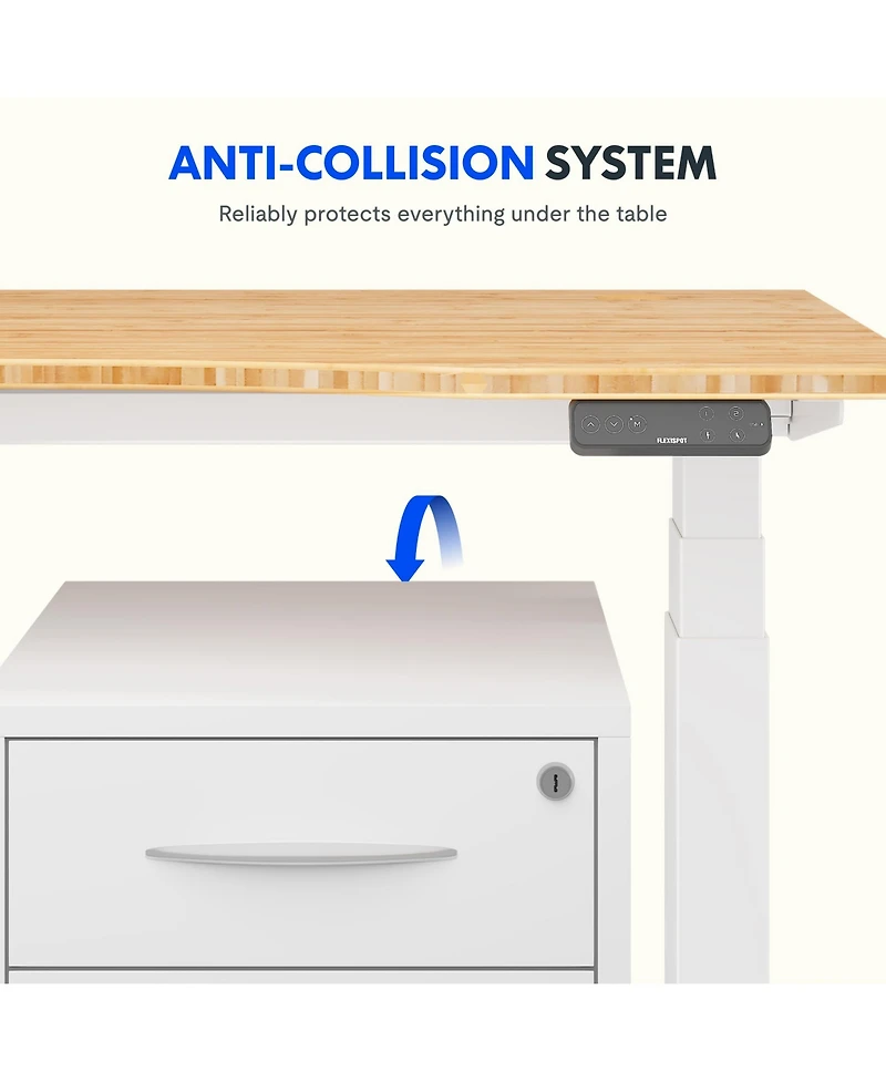 Flexispot E7-commercial W Electric Adjustable Standing Desk, Curved Bamboo Top