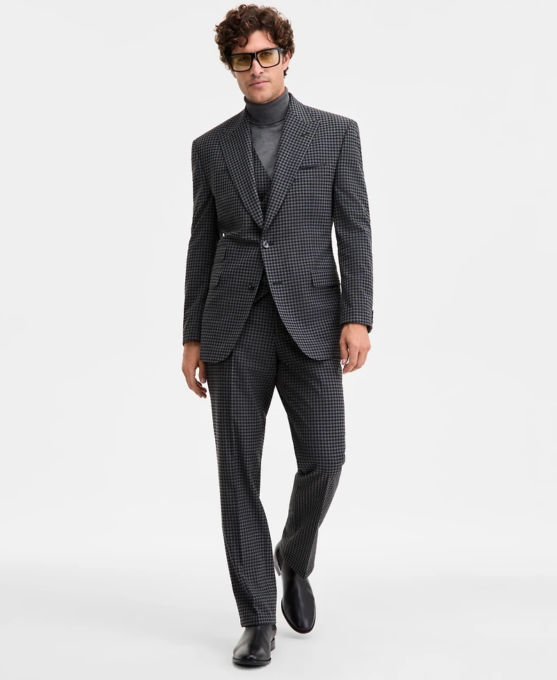 Tayion Collection Men's Classic-Fit Houndstooth Suit Separate Jacket