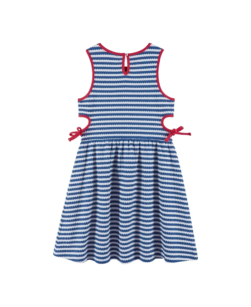 Andy & Evan Big Girls Toddler/Child Navy Striped Textured Rib Knit Dress