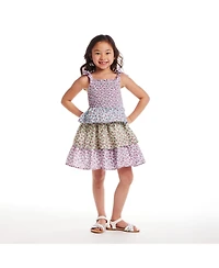 Andy & Evan Little Girls Toddler/Child Color Blocked Floral Teired Dress