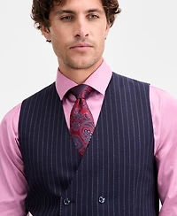 Tayion Collection Men's Classic-Fit Pinstripe Double-Breasted Suit Separate Vest