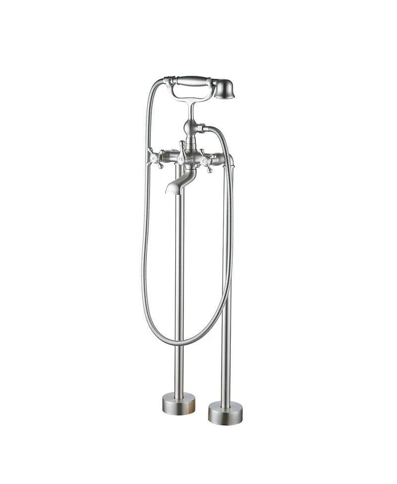 3-Handle Traditional Freestanding Bathtub Faucet (Brush Nickel)