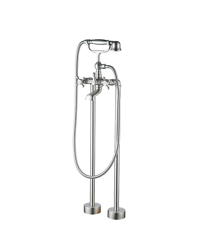3-Handle Traditional Freestanding Bathtub Faucet (Brush Nickel)
