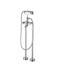 3-Handle Traditional Freestanding Bathtub Faucet (Brush Nickel)