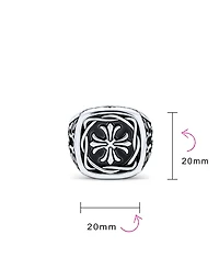 Bling Jewelry Large Statement Medieval Religious Ancient Viking Maltase Fleur De Lis Cross Square Signet Band Ring Oxidized Silver Tone Stainless Stee