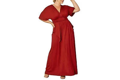 Kiyonna Plus Size Indie Flair Maxi Dress with Kimono Sleeves