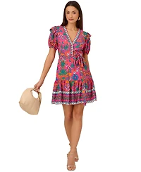 Adrianna by Adrianna Papell Women's Printed Puff-Sleeve Mini Dress