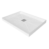 Casainc 48"W X 36"D Smc Single Threshold Shower Base Anti-Slip Shower Pan, Drain Assembly & Drain Cover Included