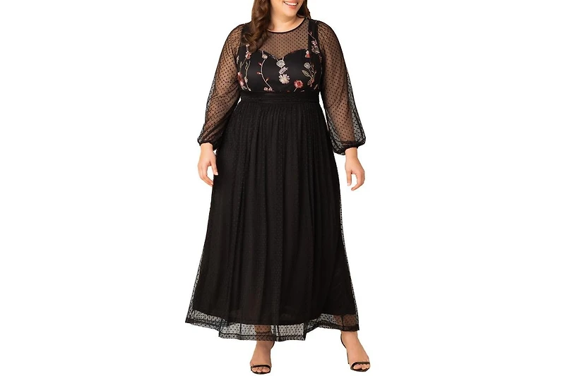 Kiyonna Plus Mystique Mixed Media Evening Gown