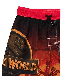 Jurassic Park Boys World Blue (Dinosaur) Upf 50+ Swim Trunks Bathing Suit