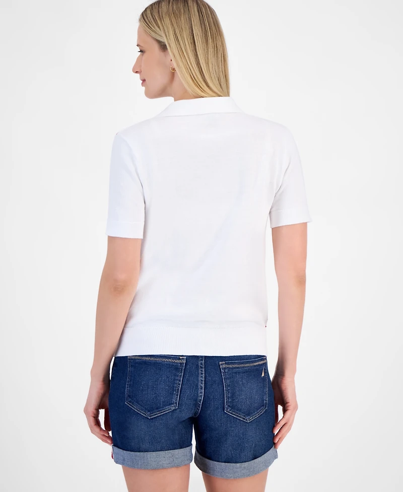 Nautica Jeans Women's Cotton Textured-Knit Sweater